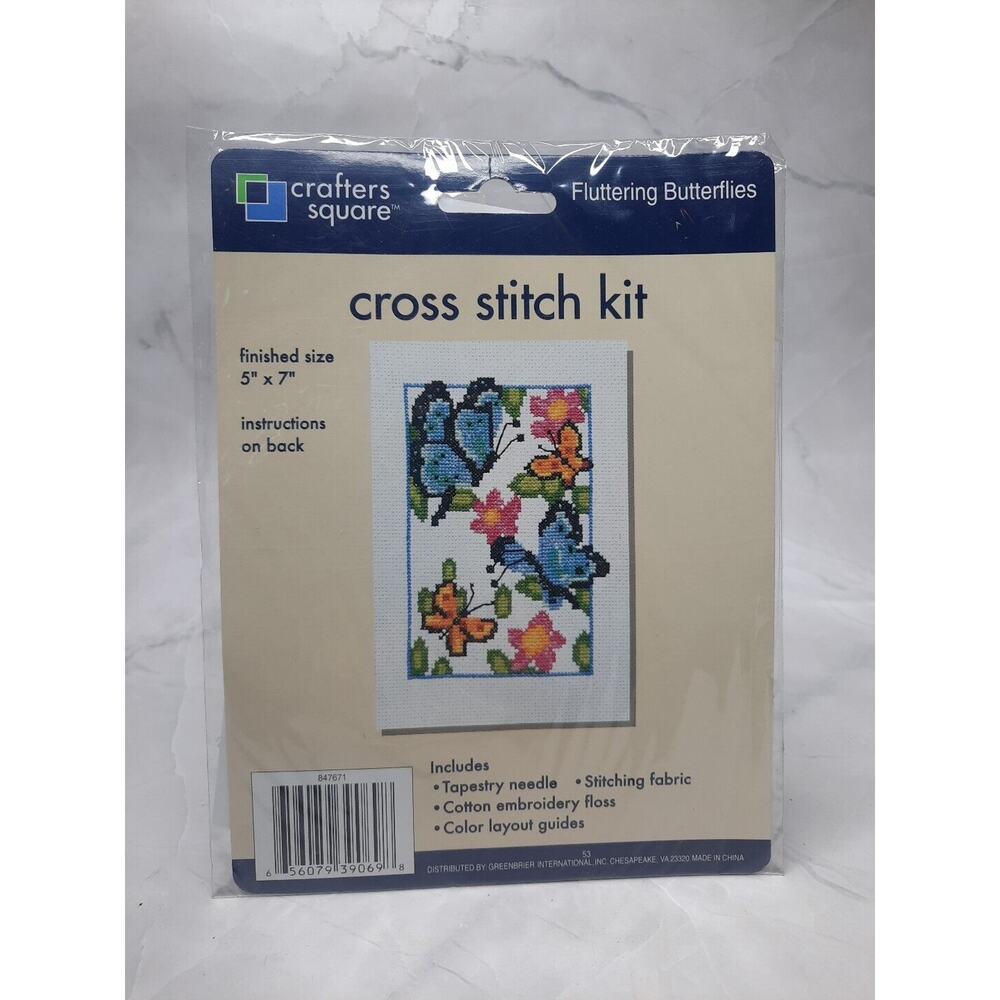 Crafters Square Counted Cross Stitch Kit Fluttering Butterflies 5x7